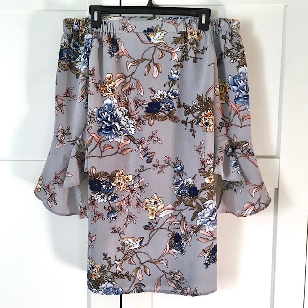 Missguided Off-Shoulder Floral + Bird Print Summer Dress